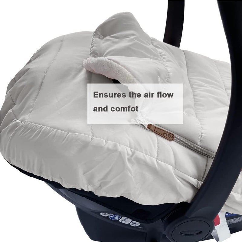 CozyMe Car Seat Cover+Carseat Bunting Bag Intergrated into 1,Waterproof Anti-Cold Winter Bassinet Stroller Car seat Sleeping Bag for Infant,0-12M - Image 5